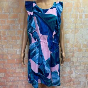 City Streets Ruffled Tropical‎ Print Dress